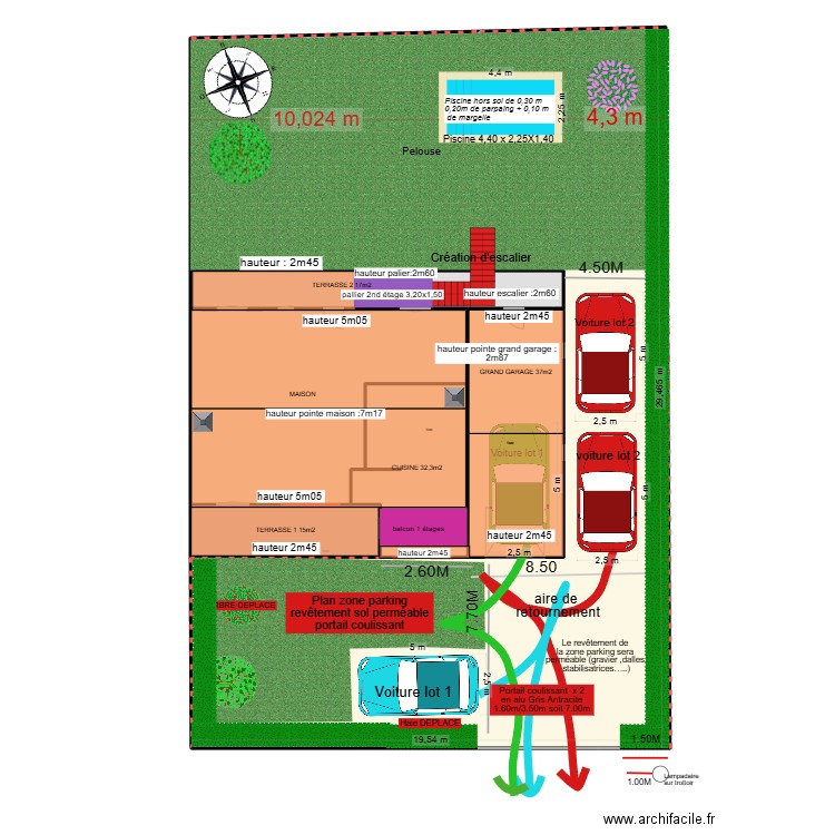 parking 4. Plan de 6 pièces et 565 m2