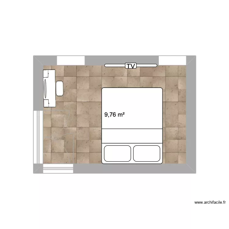 nuit. Plan de 1 Pièce et 10 m²