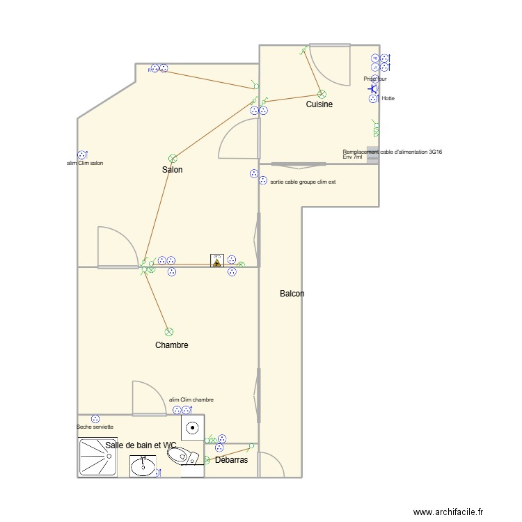 millau chauffe eau. Plan de 6 pièces et 52 m2