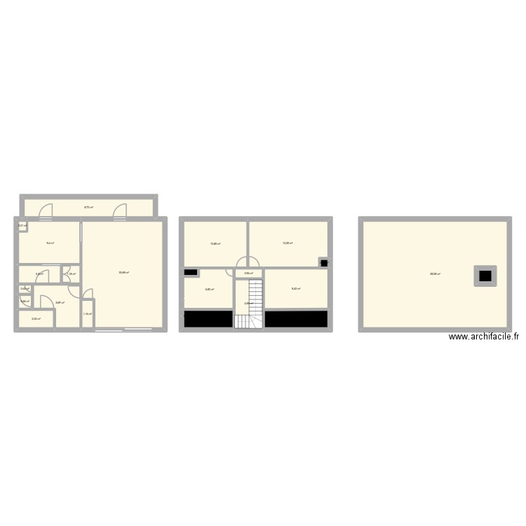 Croquis exercice. Plan de 23 pièces et 176 m2