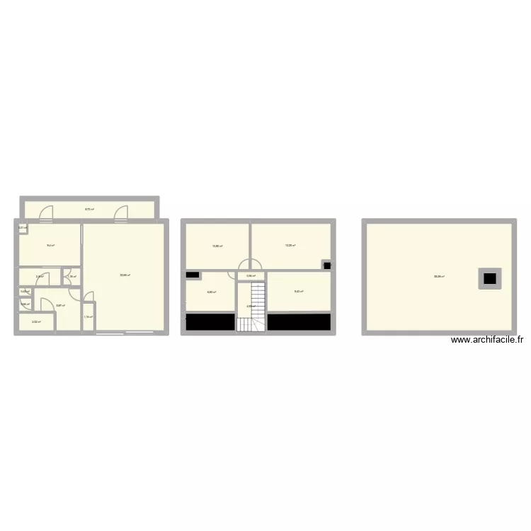Croquis exercice. Plan de 23  et 176 m²