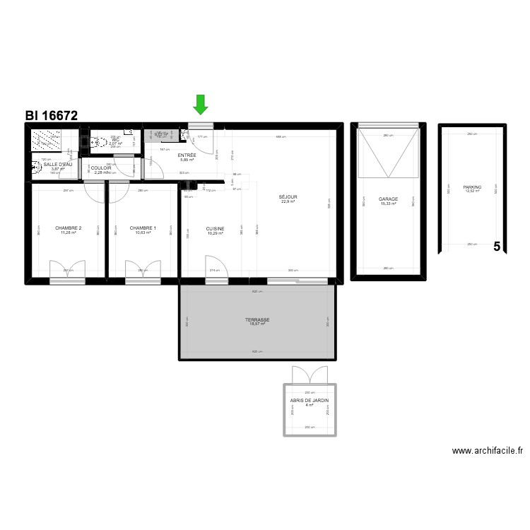 16672. Plan de 15 pièces et 121 m2