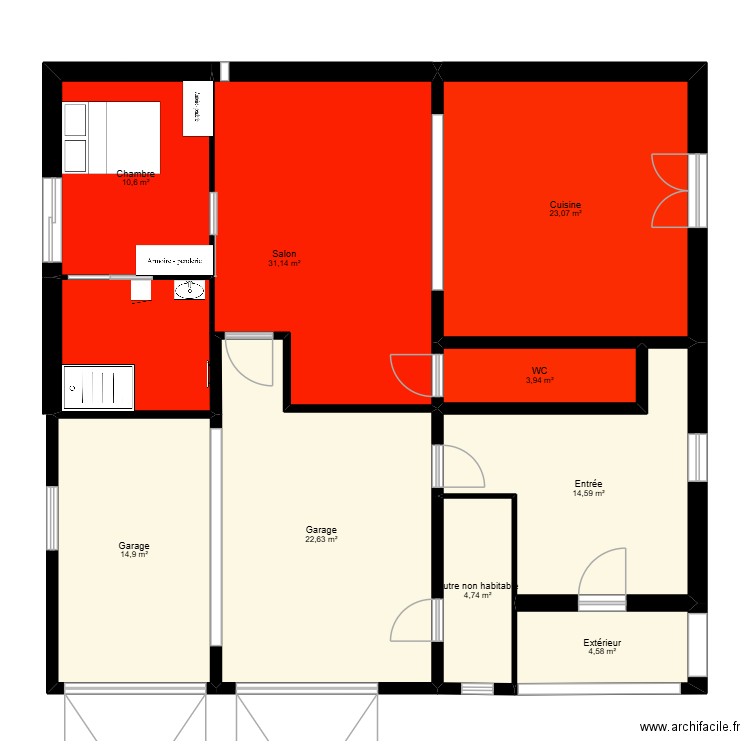 josiane. Plan de 9 pièces et 130 m2