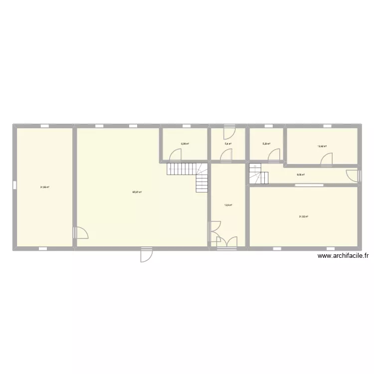 RDC 1. Plan de 9  et 182 m²