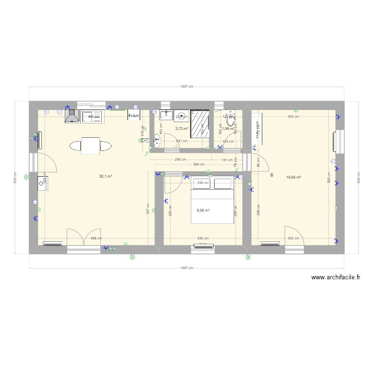 B74e. Plan de 7 pièces et 66 m2