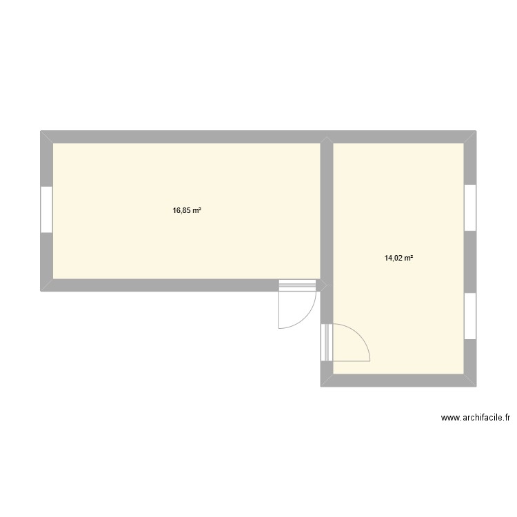2etage. Plan de 2 pièces et 31 m2