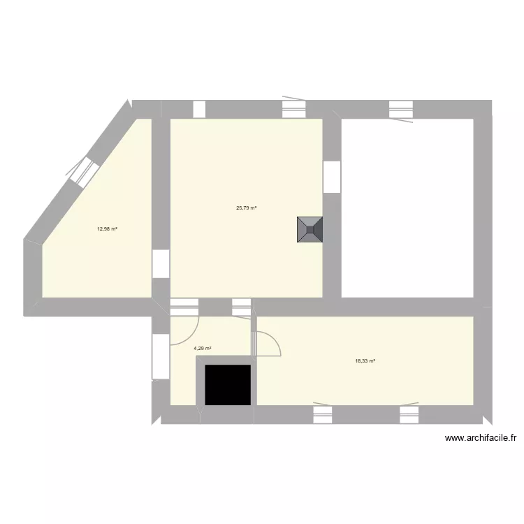 &eacute;tage pour bed and breackfast. Plan de 5  et 63 m²