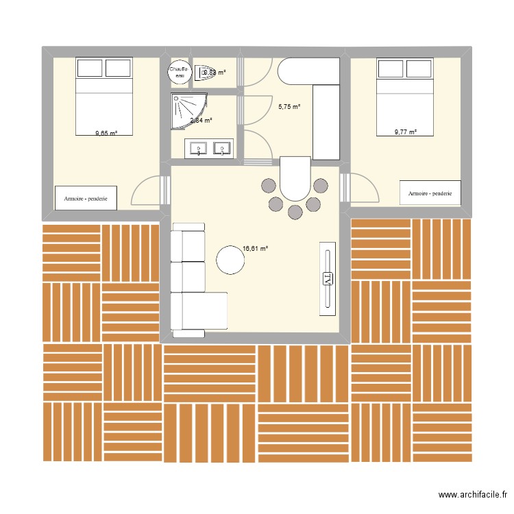 Vincent2. Plan de 6 pièces et 45 m2