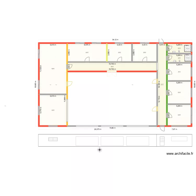 Base Nautique. Plan de 12  et 344 m²