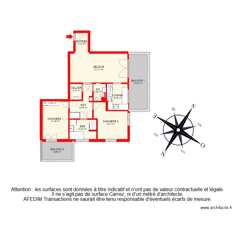 BI 30517. Plan de 19 pièces et 112 m2