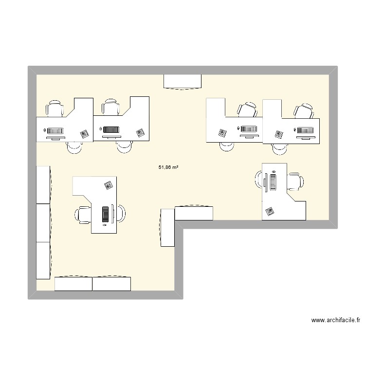 batv. Plan de 1 pièce et 52 m2