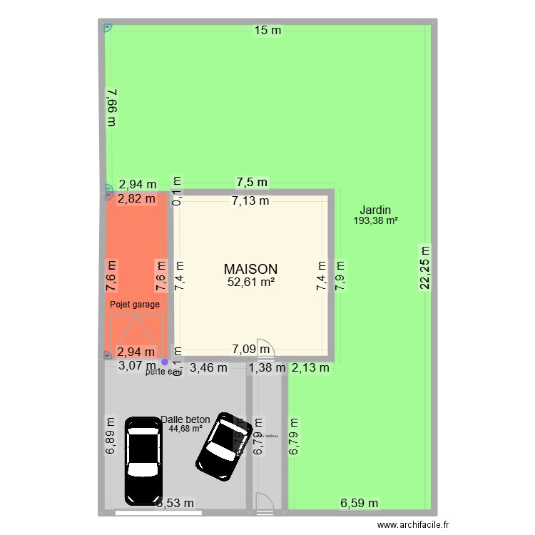 Plan de masse apres travaux. Plan de 5 pièces et 322 m2