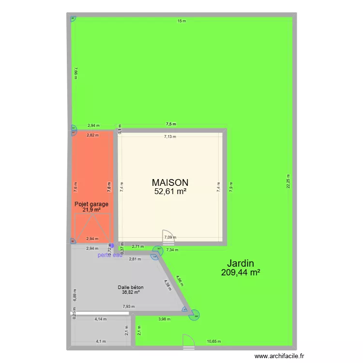 Plan de masse apres travaux. Plan de 4 pièces et 321 m²