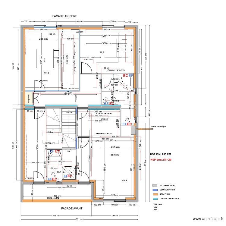 9JF RDCH 23 06 24 ELEC avec iso. Plan de 43 pièces et 609 m2