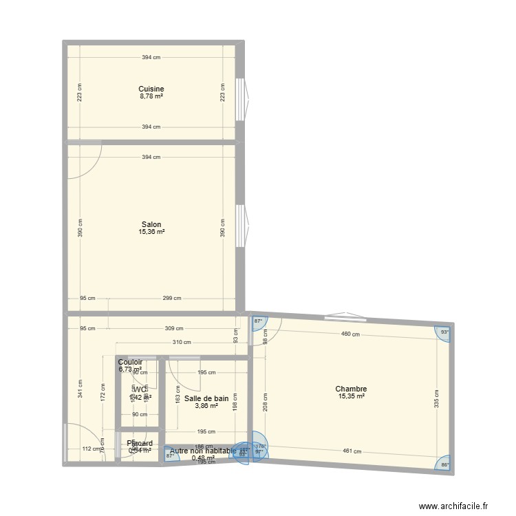 Gambetta T3 - Etage 2 - jardin. Plan de 8 pièces et 53 m2