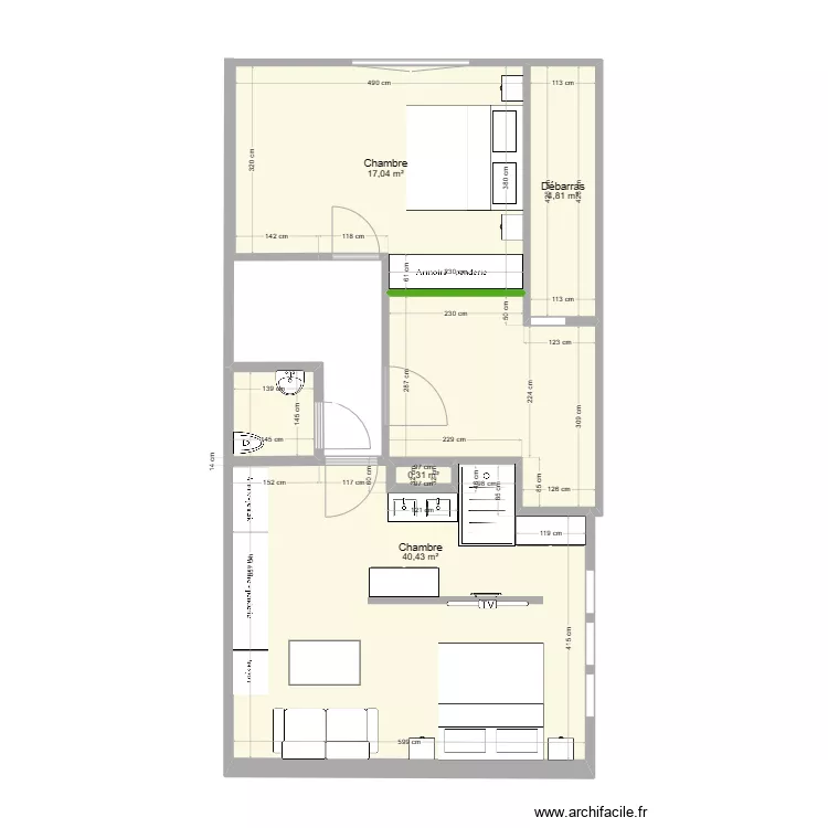 Prieur&eacute; 1er 4 sdb ch 1. Plan de 