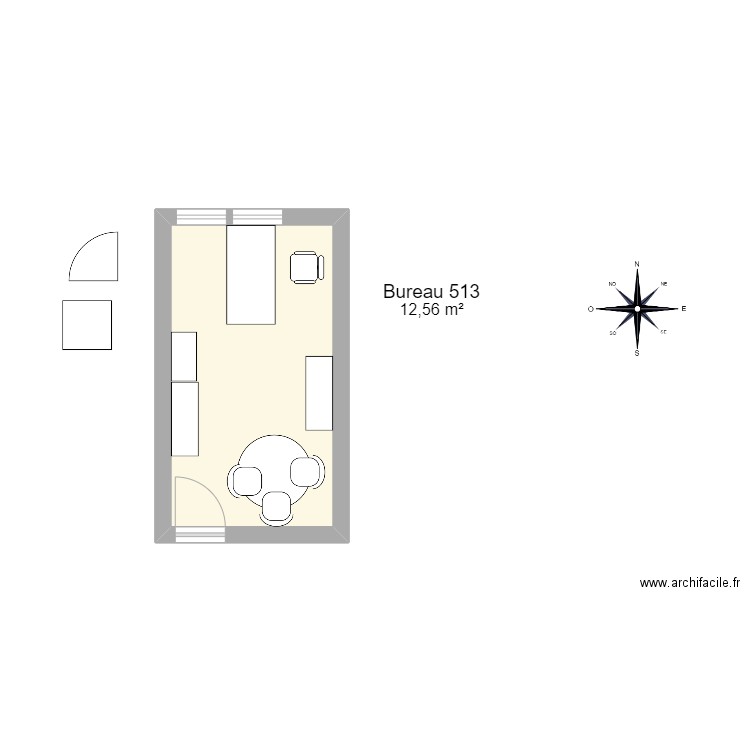 Bureau R 513. Plan de 1 pièce et 13 m2