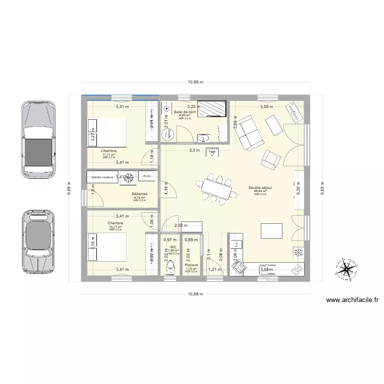 projet logis c&ocirc;t&eacute; parking boussole. Plan de 