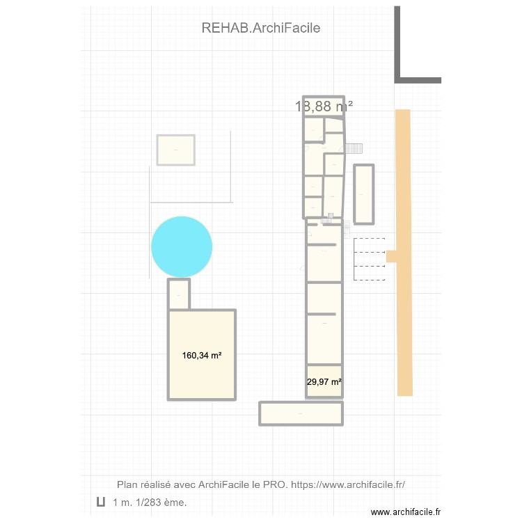 REHAB. Plan de 2 pièces et 190 m2