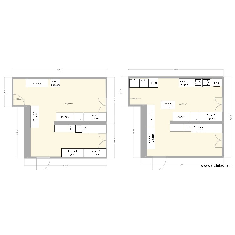 plan 1. Plan de 2 pièces et 81 m2