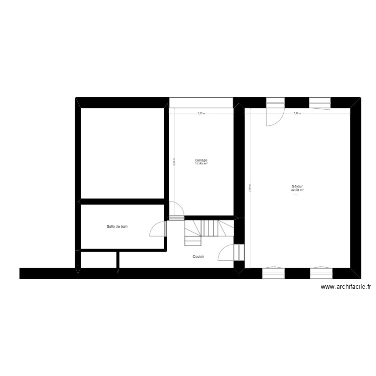 25_04_16 Plan Farge - Rdc. Plan de 2 pièces et 60 m2
