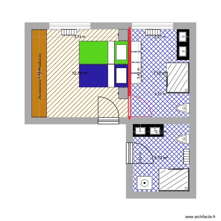 48 NY Chambre/SDE. Plan de 0 pièce et 0 m2