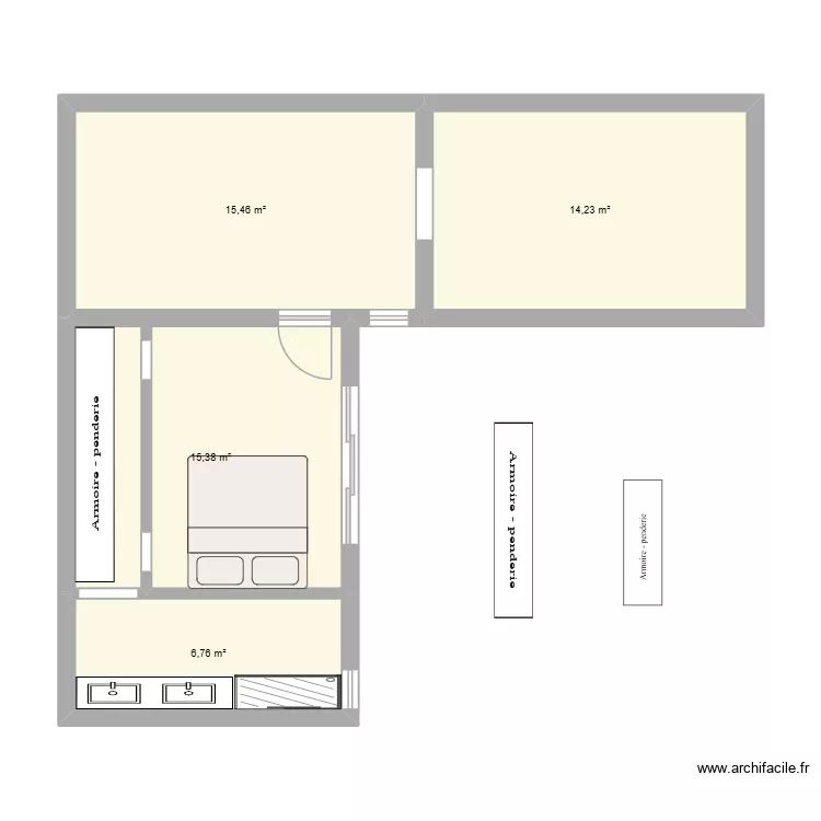 Extension maison _ projet 4. Plan de 4 Pièces et 52 m² Extension maison _ projet 4. Plan de 4 Pièces et 52 m²