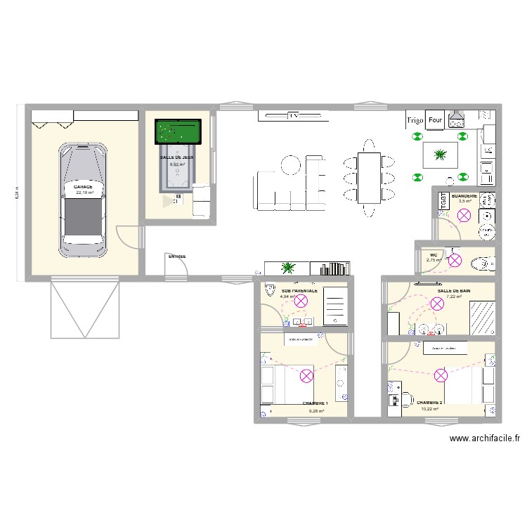 MAISON CHEF D'OEUVRE. Plan de 8 pièces et 69 m2