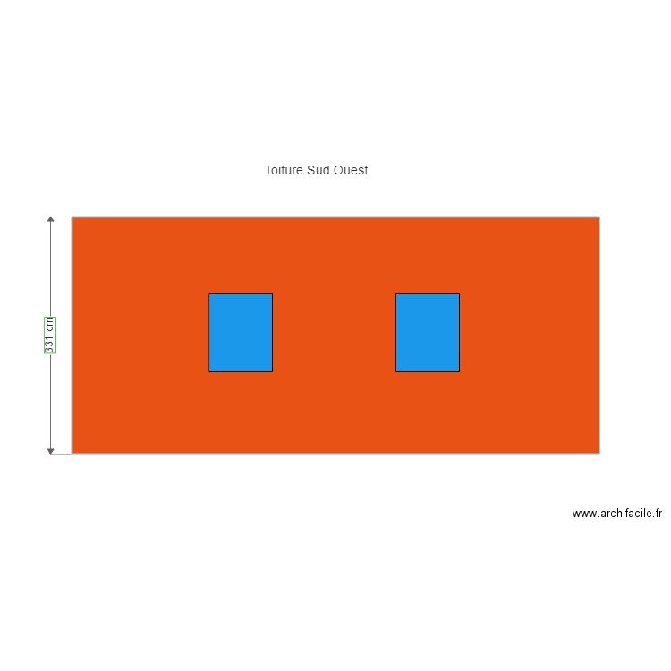 Toiture Sud Ouest. Plan de 1 pièce et 24 m2