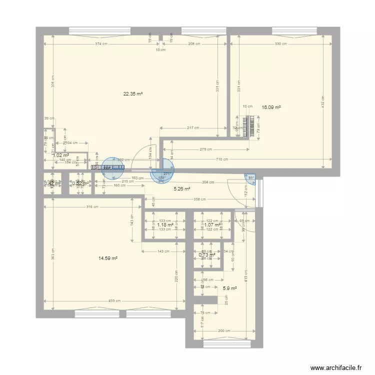Plan Coubertin 65m&sup2; 3 STUDIOS. Plan de 