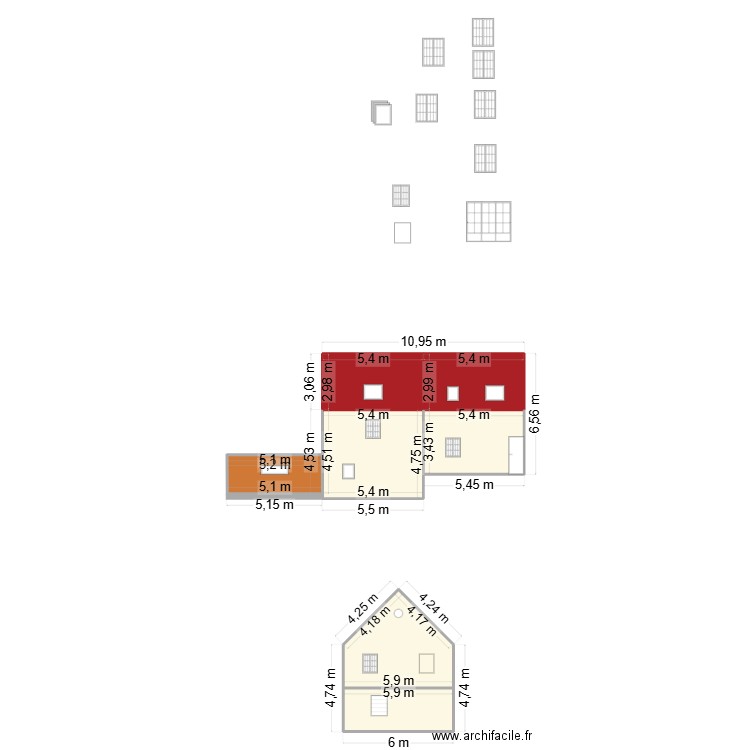 plan avant facade v2.22. Plan de 7 pièces et 123 m2