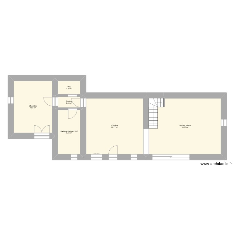 Plan maison 2. Plan de 6 pièces et 90 m2