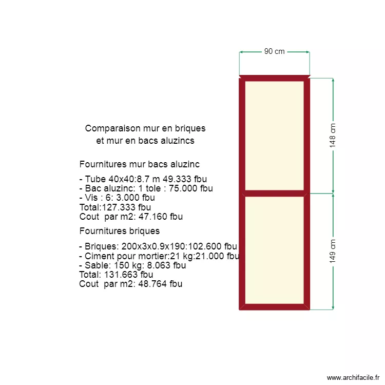 Comparaison hangar maconne hangar bac. Plan de 2 et 2 m² Comparaison hangar maconne hangar bac. Plan de 2 et 2 m²