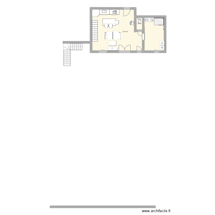 edson en haut. Plan de 2 pièces et 38 m2