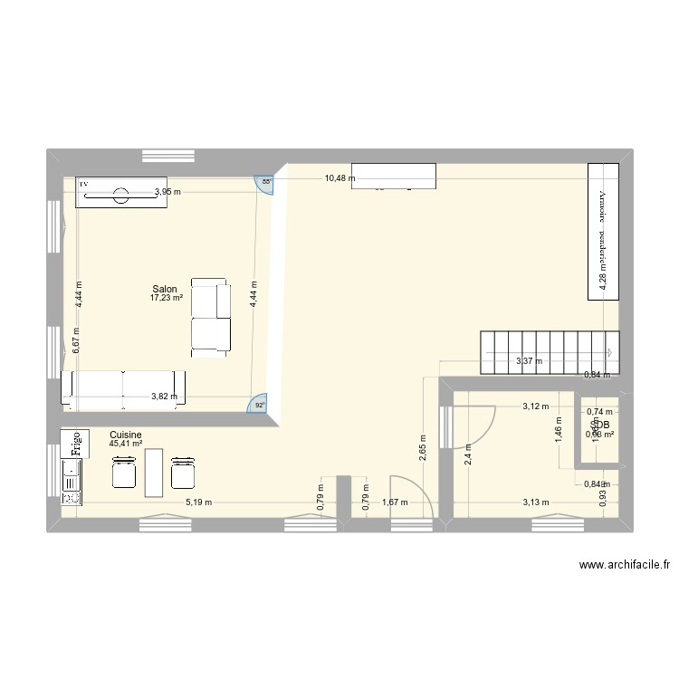MAISON L ISLE D'ABEAU CHAKER Nader. Plan de 3 pièces et 85 m2