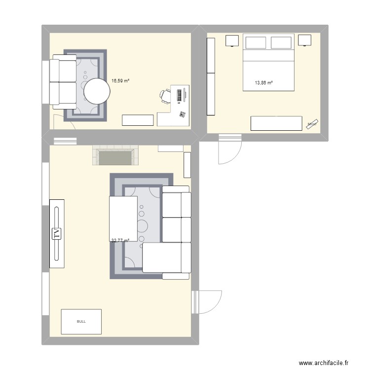 Futur appartement . Plan de 3 pièces et 63 m2