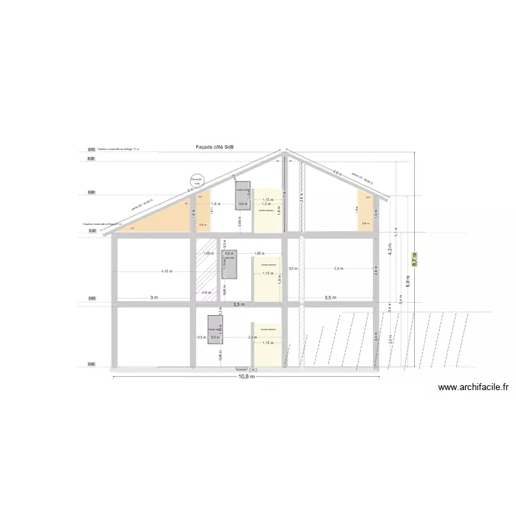 toiture coté sdB 1. Plan de 9 Pièces et 49 m² toiture coté sdB 1. Plan de 9 Pièces et 49 m²
