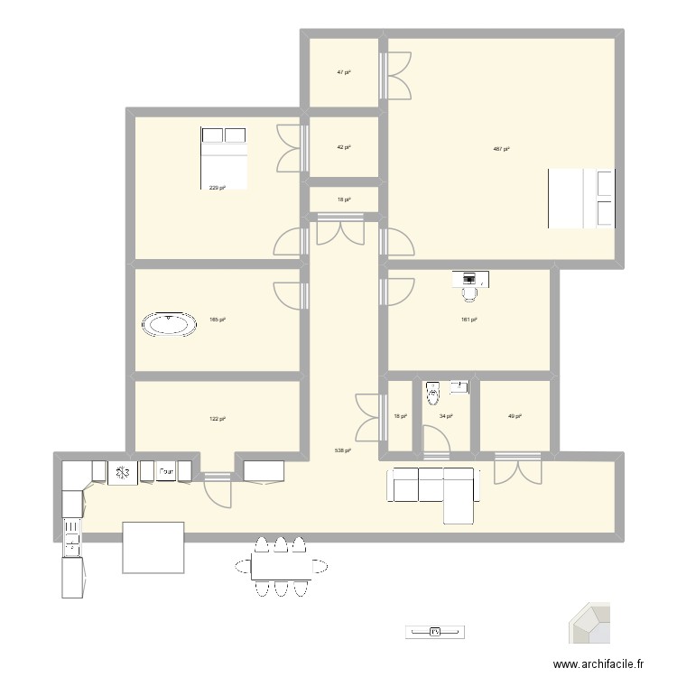 Prise 2. Plan de 12 pièces et 178 m2