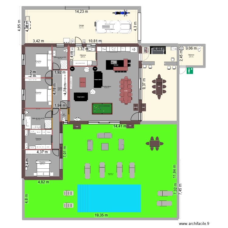BonannoSudpetite travertin. Plan de 14 pièces et 459 m2