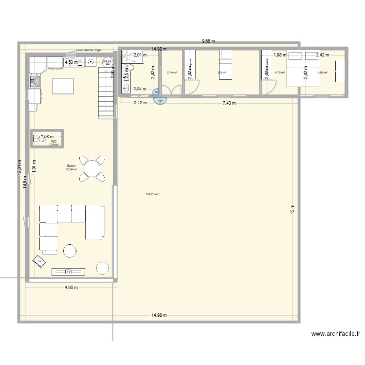 maison lorisse. Plan de 7 pièces et 280 m2