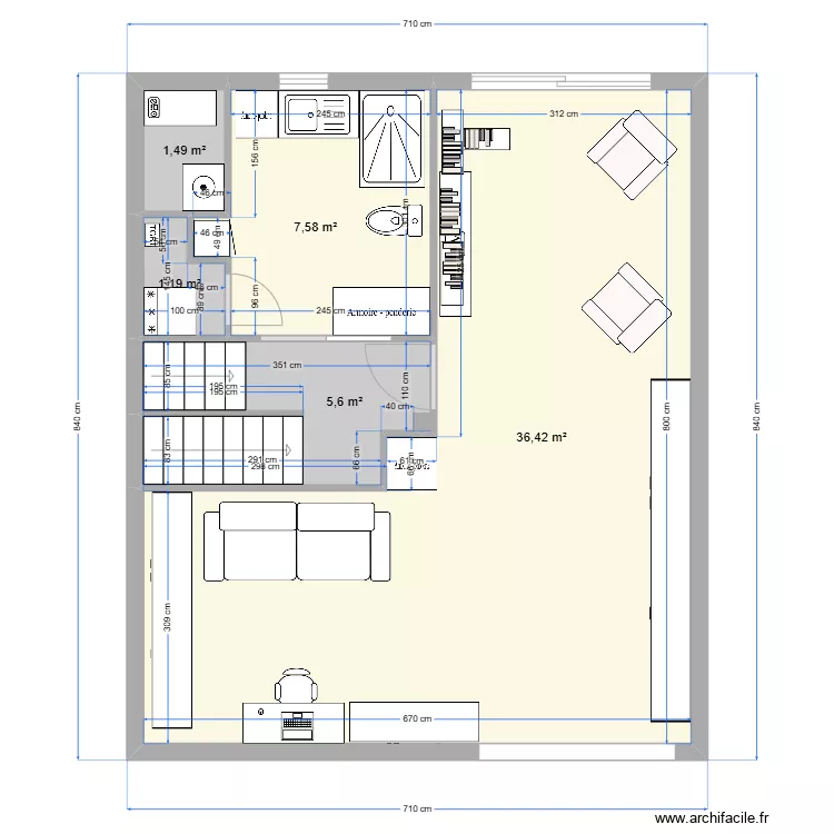 Sous-sol am&eacute;nagement. Plan de 