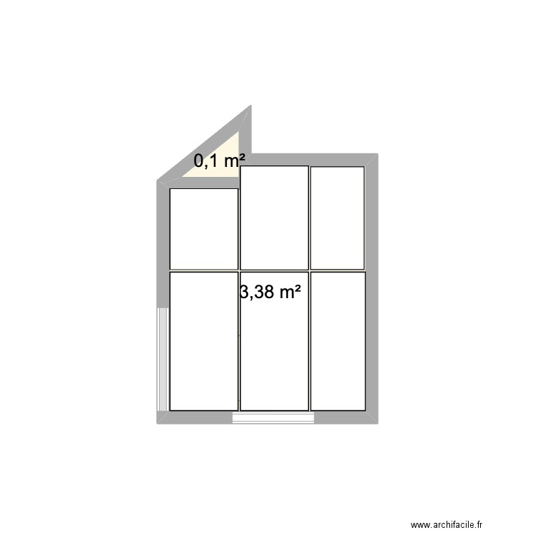 Van haelen sdb projeté carrelage. Plan de 2 pièces et 3 m2