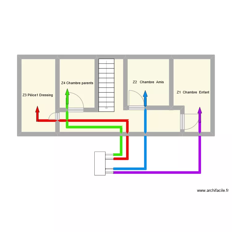 circuits de clim a l'&eacute;tage. Plan de 9  et 32 m²