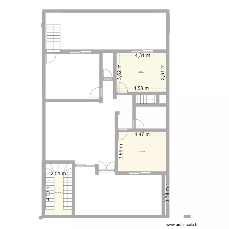 maison. Plan de 4 pièces et 44 m²