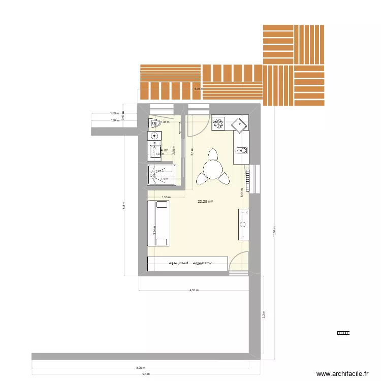 Studio Payas Bis. Plan de 2 et 26 m² Studio Payas Bis. Plan de 2 et 26 m²