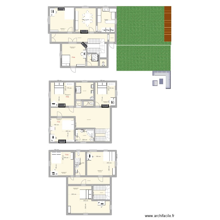 Sarcelles - Reste a faire. Plan de 22 pièces et 256 m2