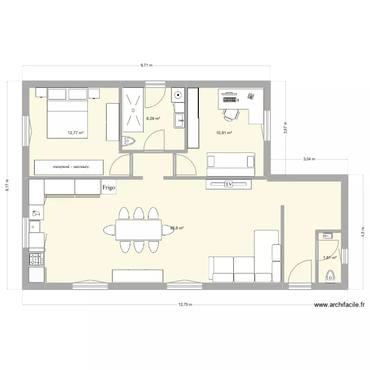 Maison Anne 1. Plan de 5  et 80 m²
