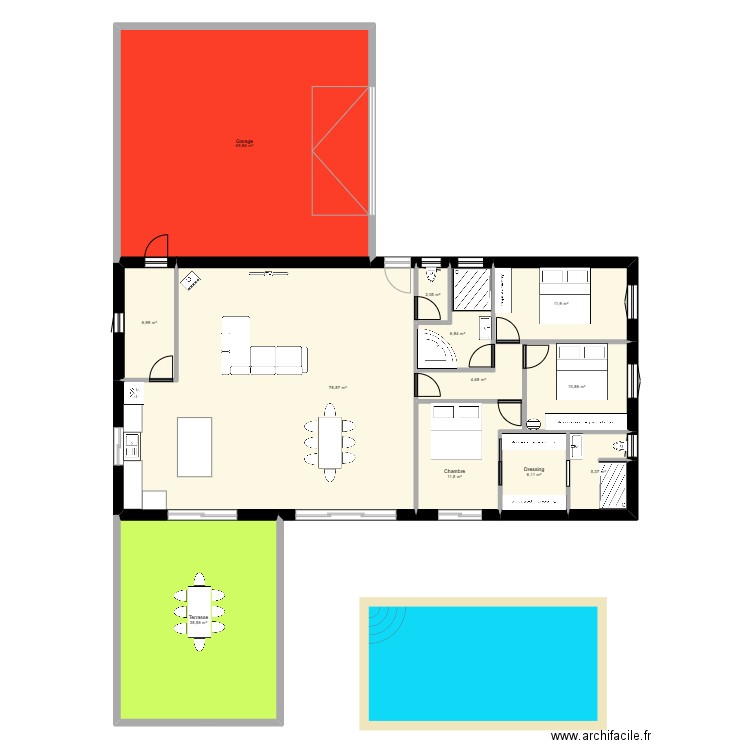 PROJET CHEMIN DES COMBE 1. Plan de 12 pièces et 254 m2