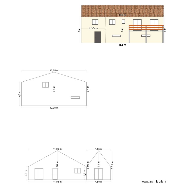 Plan façade NORD EST. Plan de 0 pièce et 0 m2
