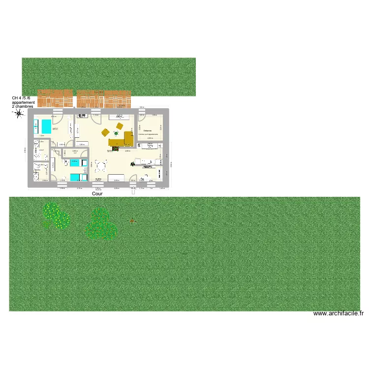 CH 4/5/6 appartement 2 chambres. Plan de 